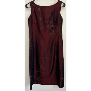 Kay Unger 4 Red Beaded Embroidered Y2K Dress Fit Sheath